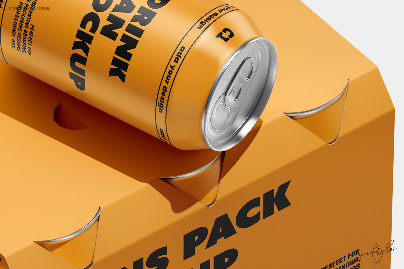 6 Pack Cans Mockup – Top View with Loose 12oz Can