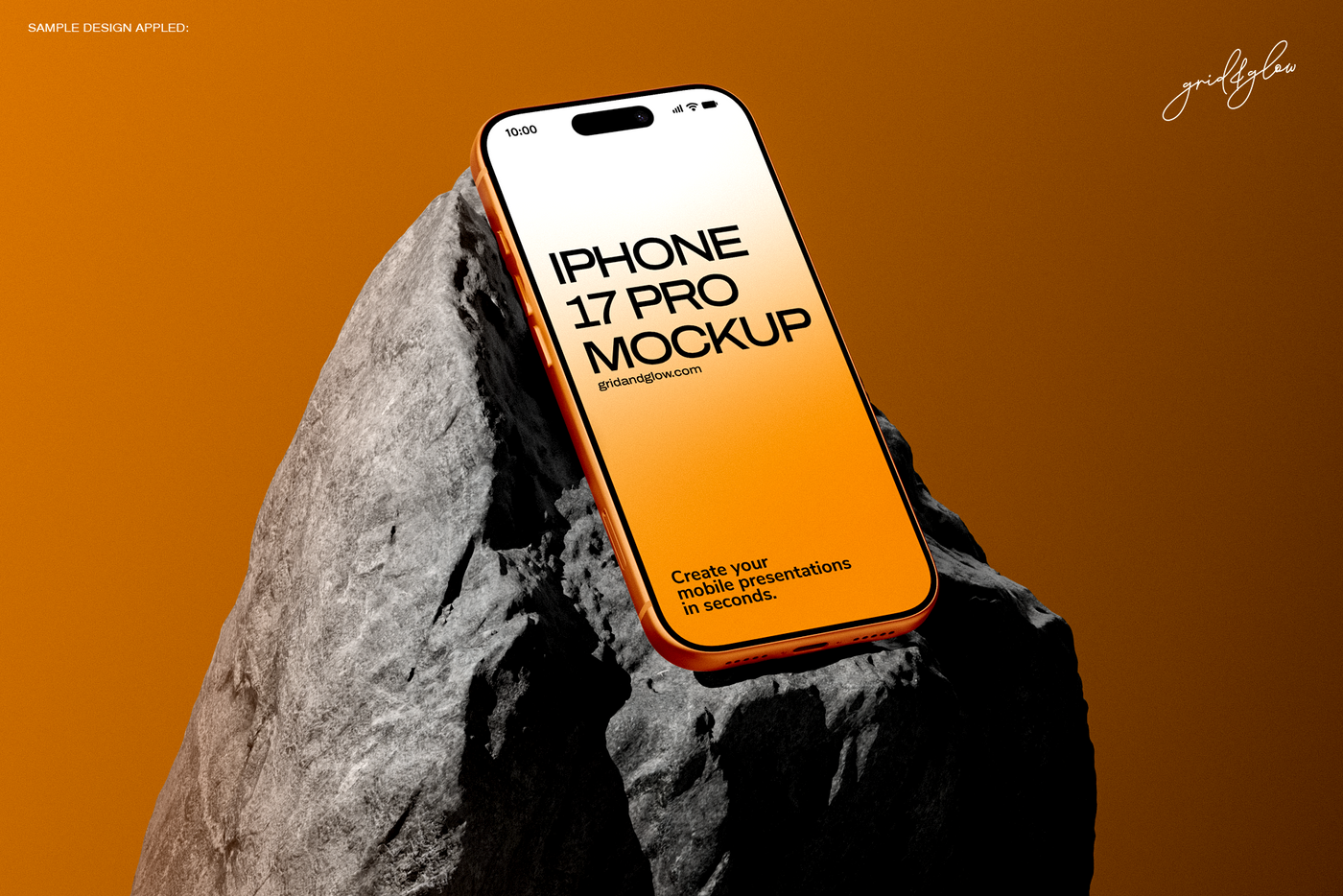 iPhone 17 Pro mockup rock scene