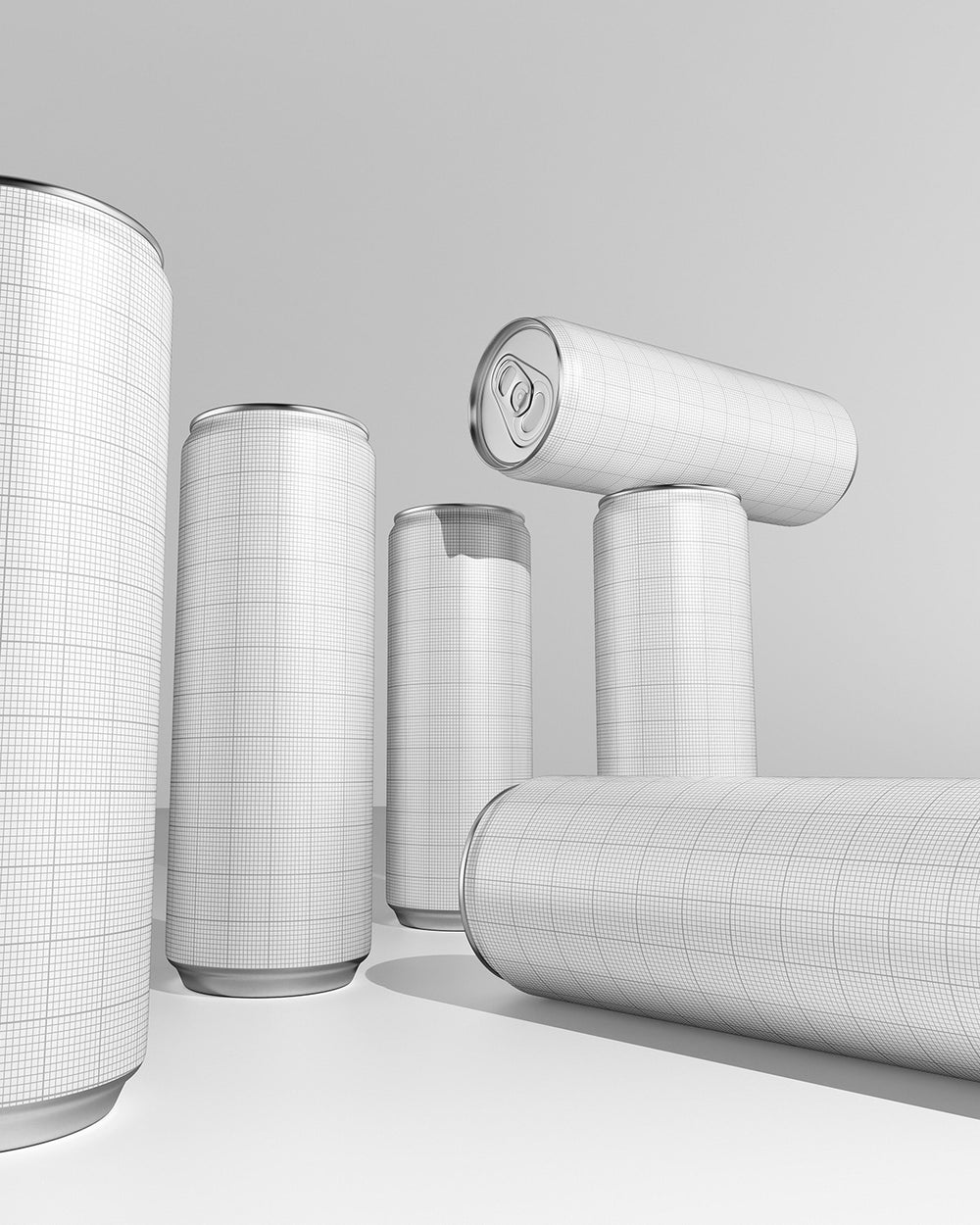 Drink can mockup 12oz 355ml with grid