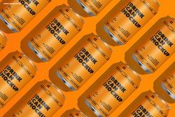 12oz Can Mockup Pattern – Seamless Orange Can Layout for Packaging Presentation and Branding Display by Grid & Glow