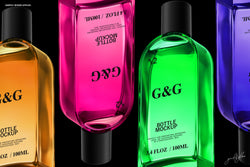 Bottle Mockup – Vertical Composition Featuring Multicolored Bottles on Black