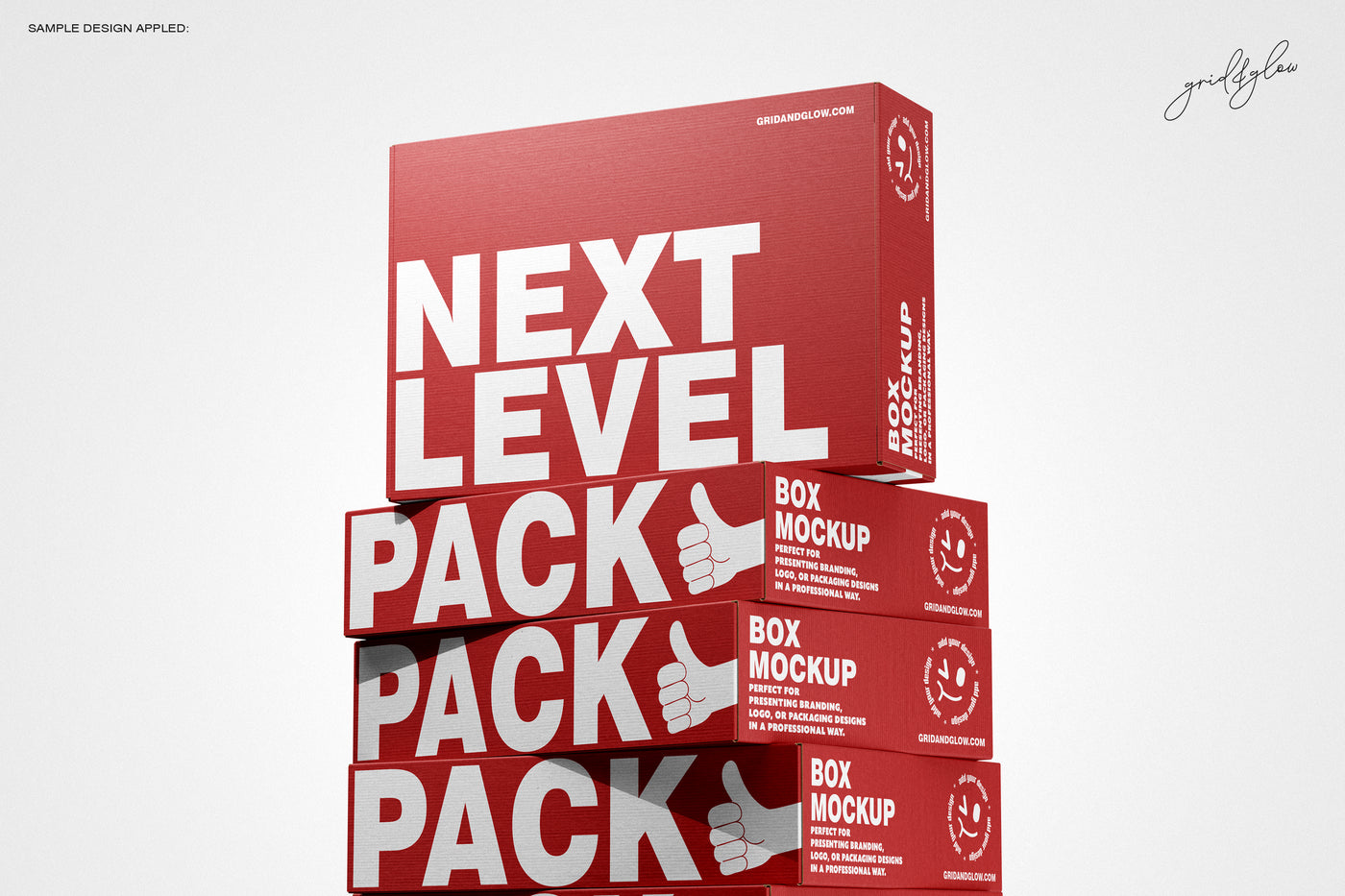 Red packaging boxes with 'Next Level Pack' text on a white background