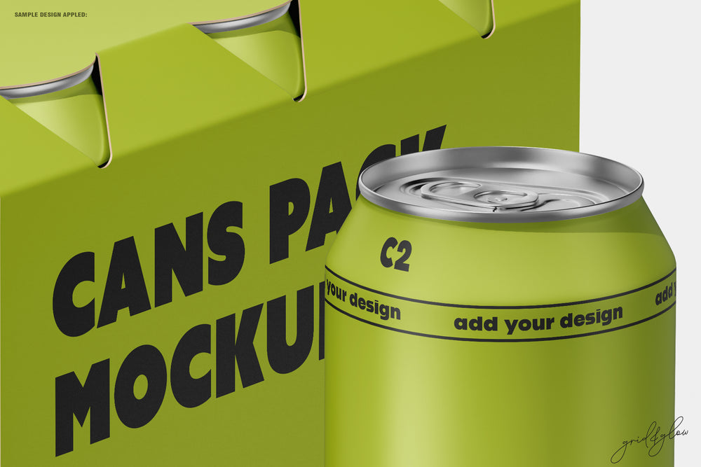 6 Pack Cans Mockup – Front View with Single Can