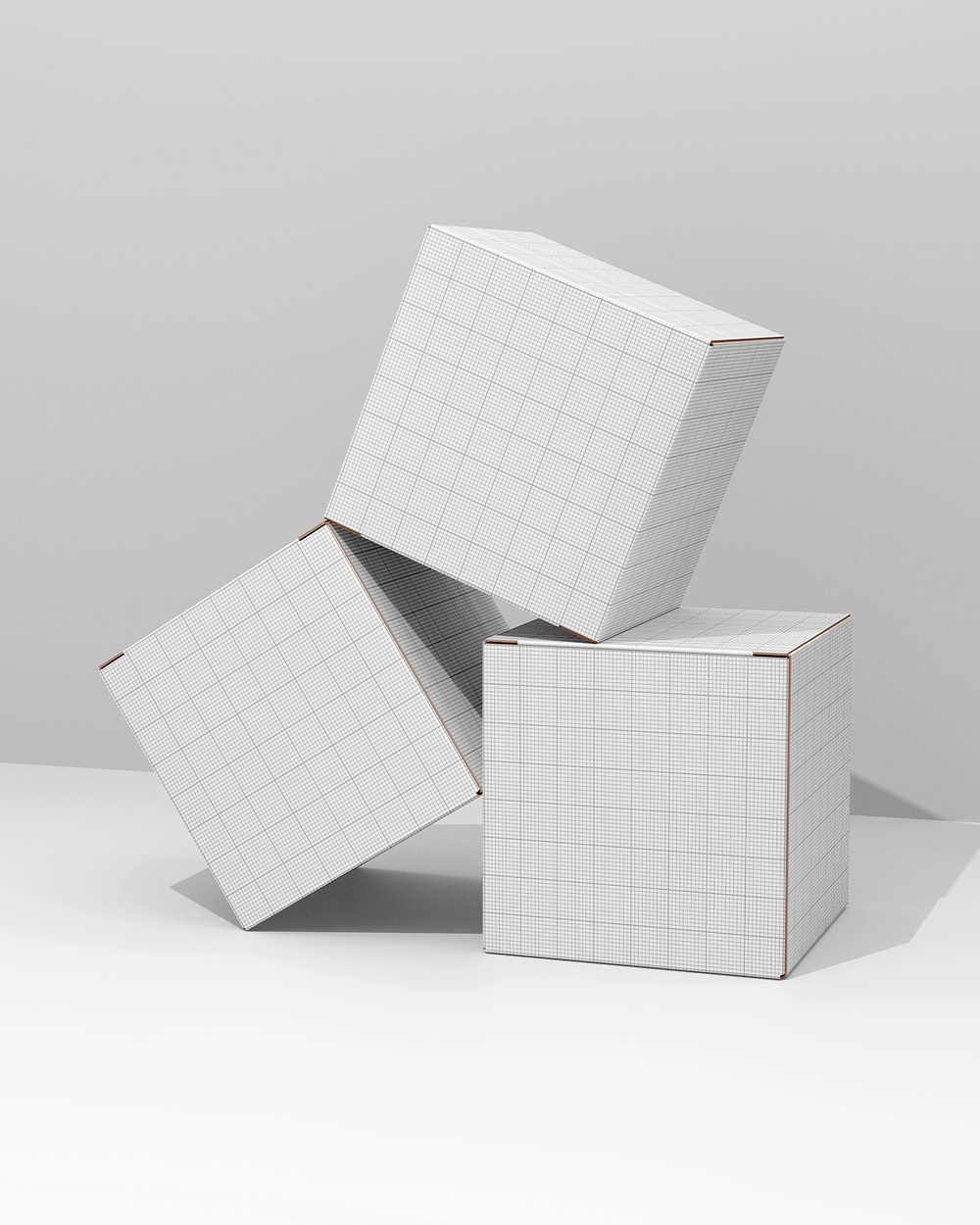 Box Mockup – Triple Composition Scen Grid Scene