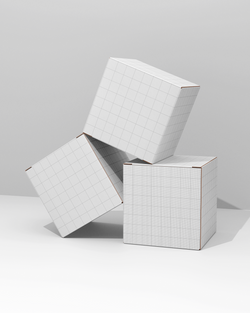 Box Mockup – Triple Composition Scen Grid Scene
