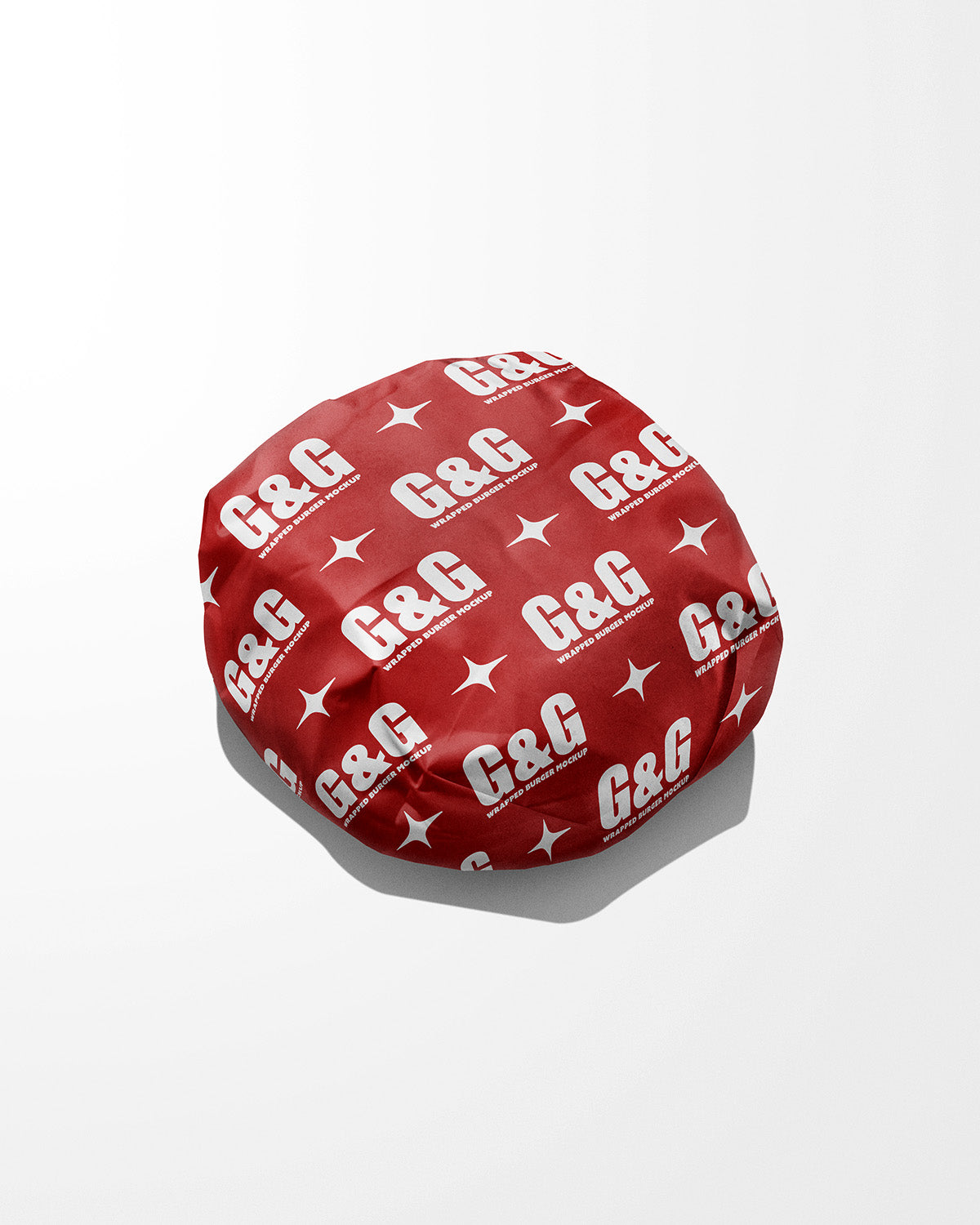 Wrapped Burger Mockup with G&G branding on a white background