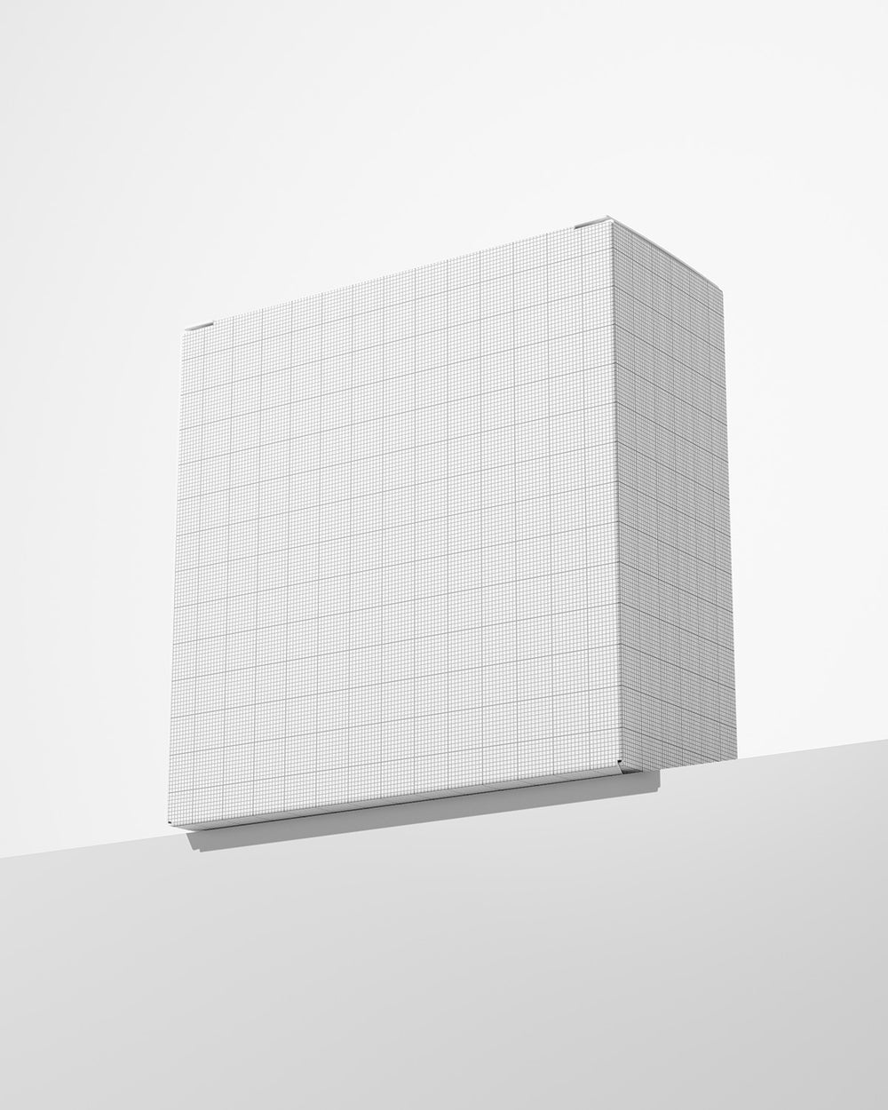 Box mockup with grid pattern on a white background