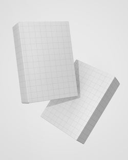 Two graph paper box mockup on a light gray background