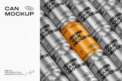 12oz Drink Can Mockup – Aluminum Can PSD Template for Branding and Packaging – High-Resolution Scene by Grid & Glow