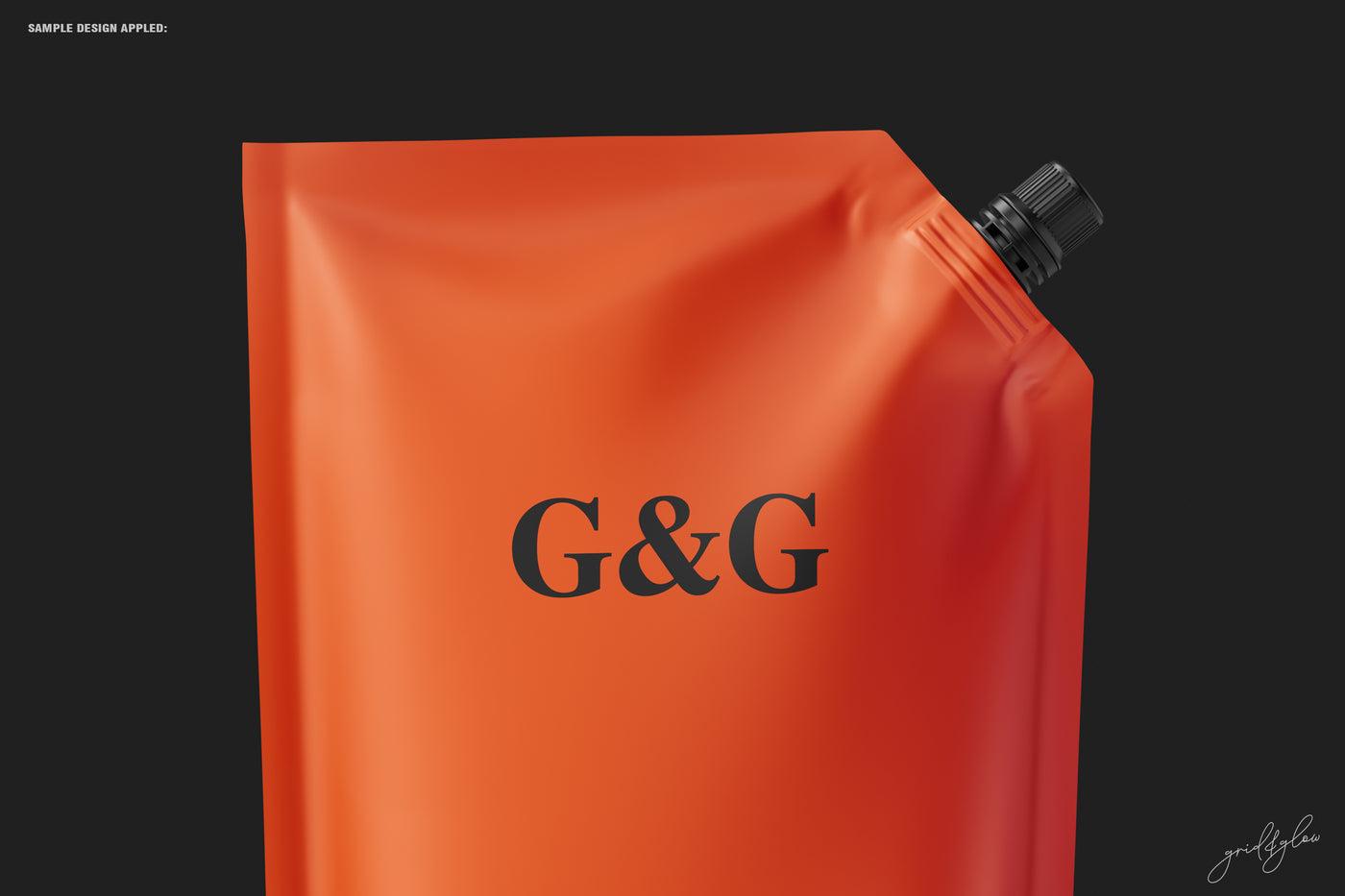 Doy-Pack Mockup – Close-Up of Spout and Upper Fold Detail on Orange Pack