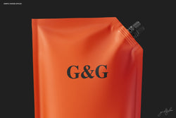 Doy-Pack Mockup – Close-Up of Spout and Upper Fold Detail on Orange Pack