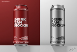 Drink Can Mockup – Side-by-Side Comparison of Red and Silver Cans