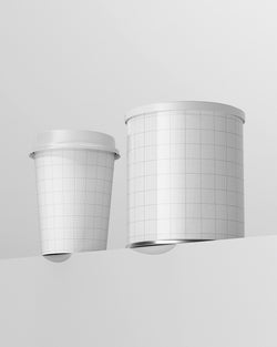 Coffee Cup & Tin Can Mockup Grid Scene