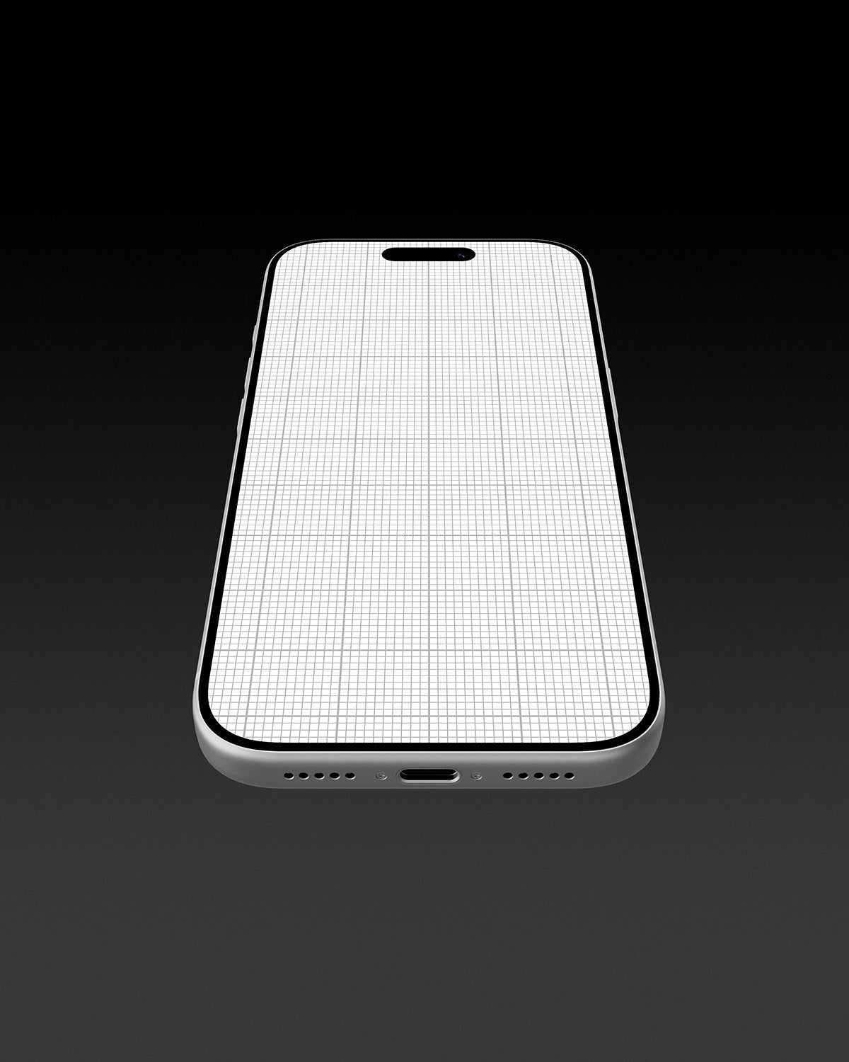 Smartphone with grid pattern on a black background