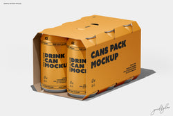 6 Pack Cans Mockup – Side Angle Packaging View