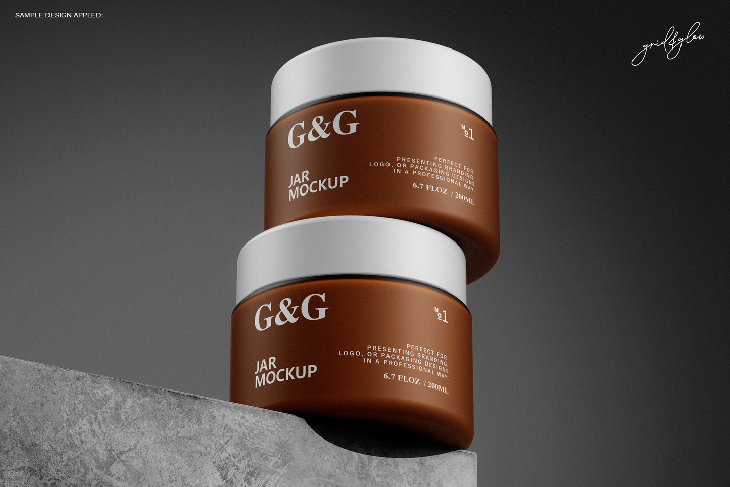 Cosmetic jar mockup Two Jars Scene