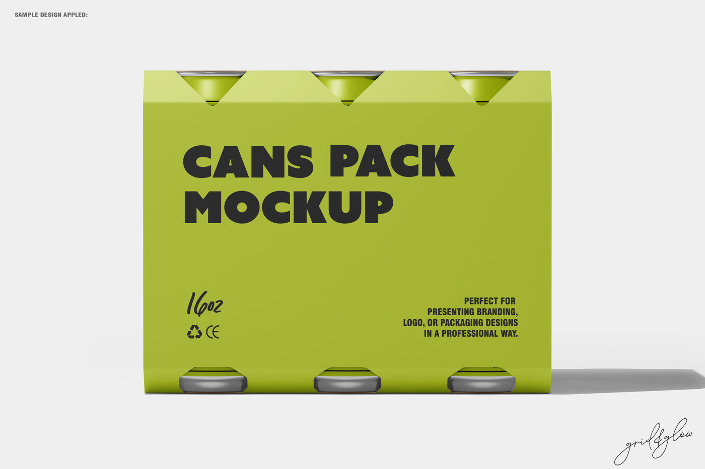 6 Pack Cans Mockup – Straight Front Shot