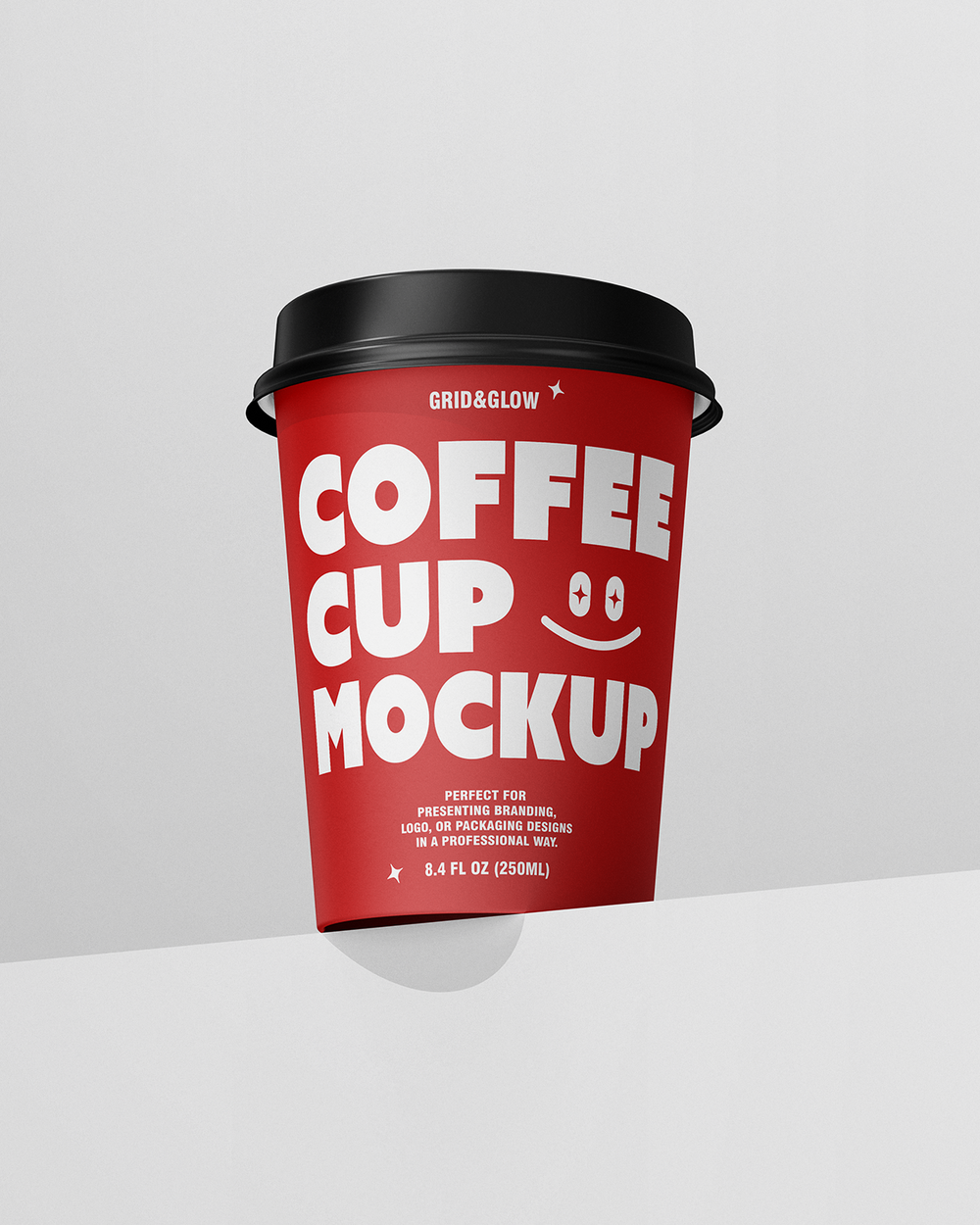 Coffee cup mockup with custom branding design