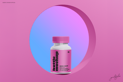 Pills Bottle Mockup – Full Scene with Circular Frame in Background