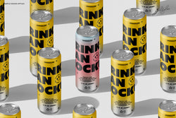 Drink Sleek Can - 12oz / 355ml on a reflective surface with a gray background