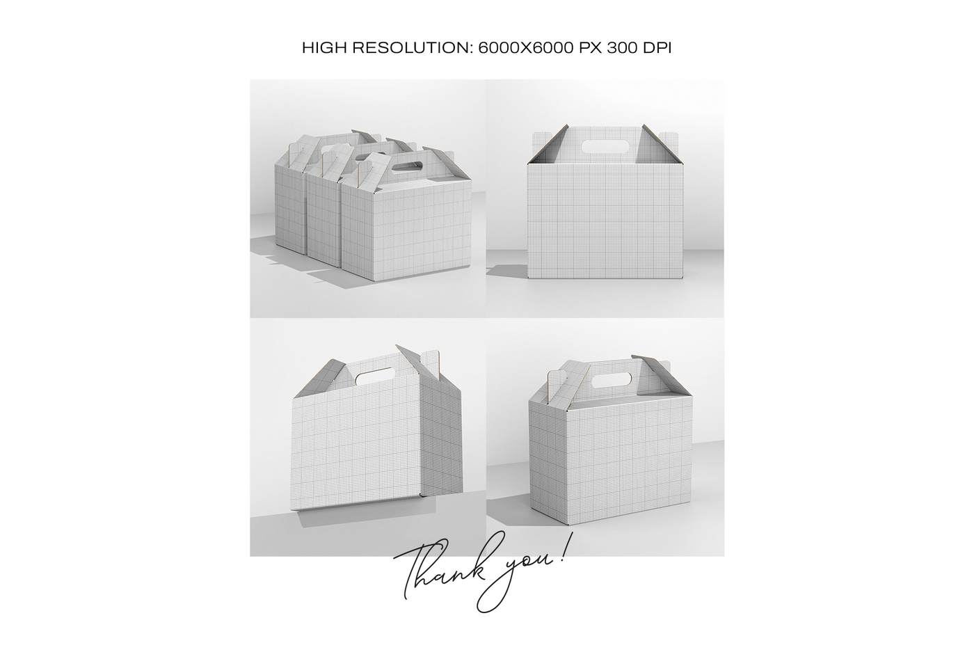 Box with handle mockup grid scene