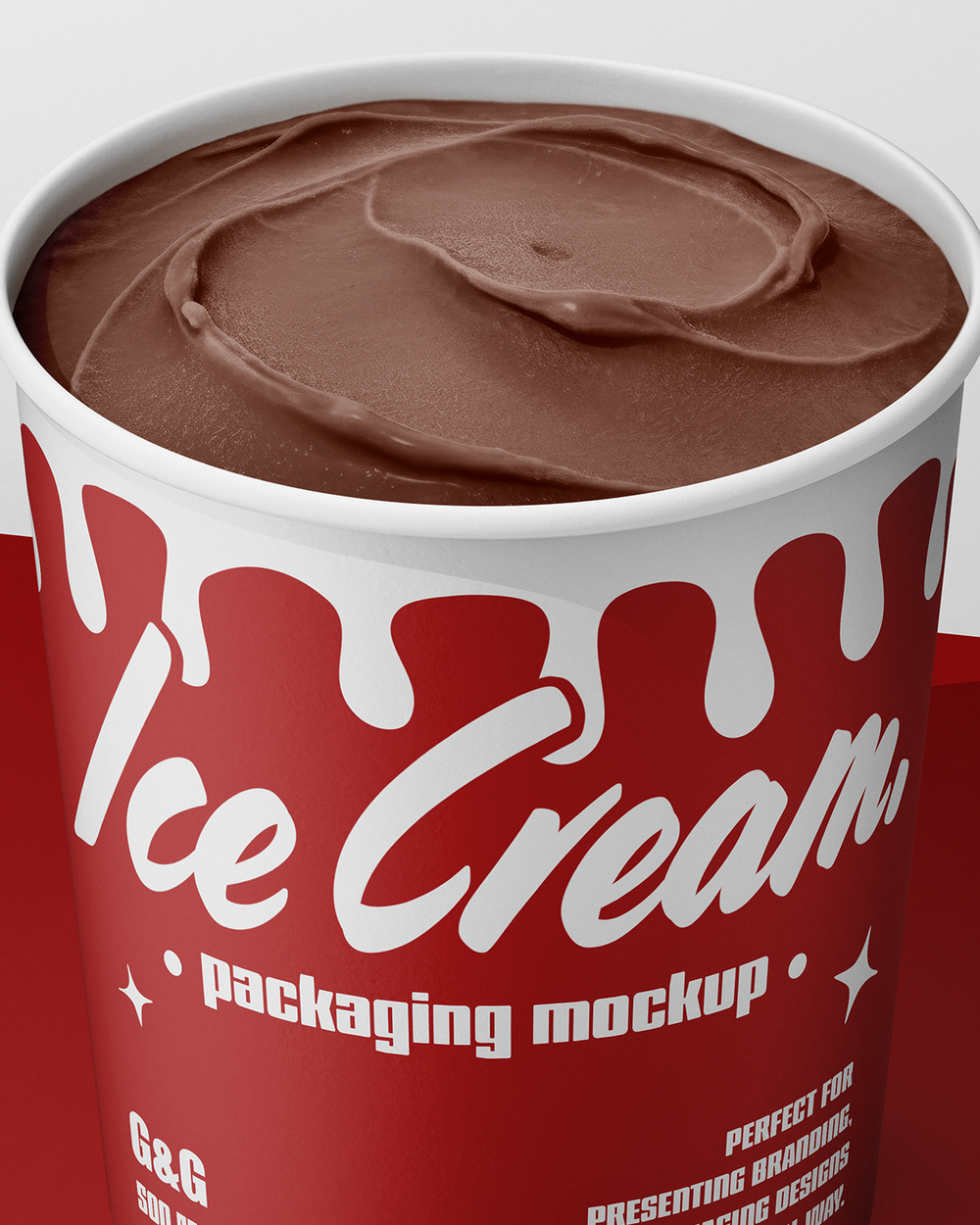 Ice Cream Cup Mockup – Macro High Angle View