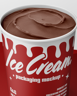 Ice Cream Cup Mockup – Macro High Angle View