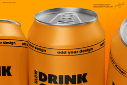 Close-Up of 12oz Orange Drink Can Lid – Editable PSD Smart Object Scene for Realistic Branding Presentation