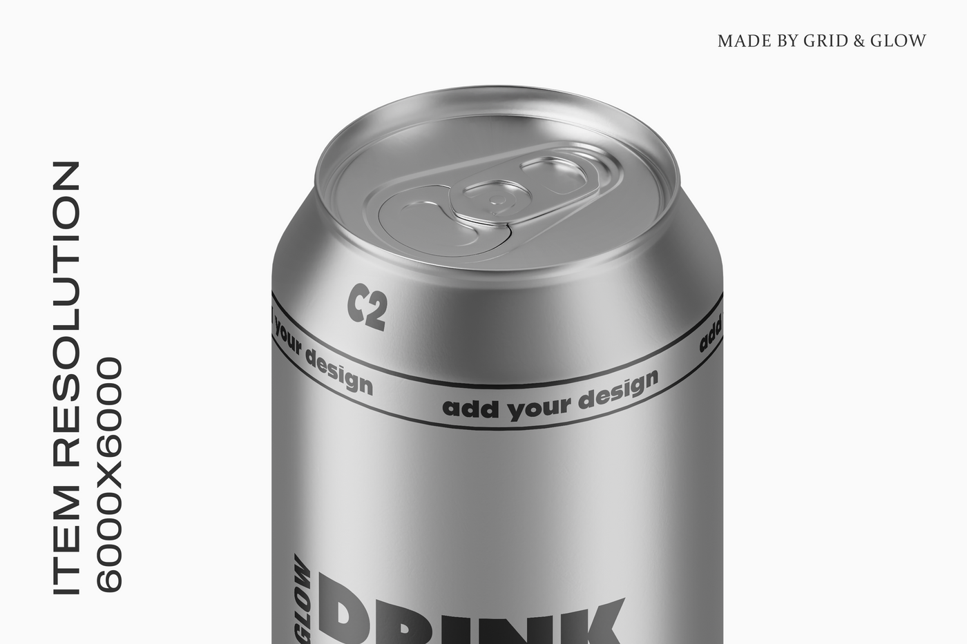 Drink Can Mockup – Close-up of Can Lid with 6000×6000 Resolution Tag