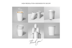 Coffee cup mockup grid scene