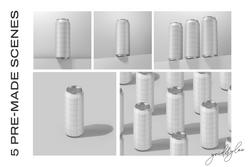 Drink Can Mockup – Wireframe Preview of 5 Premade Scenes