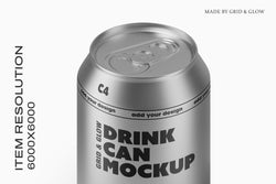 Drink Can Mockup – Close-up of Silver Can Lid with Resolution Labe