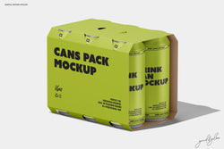 6 Pack Cans Mockup – Rear Side View