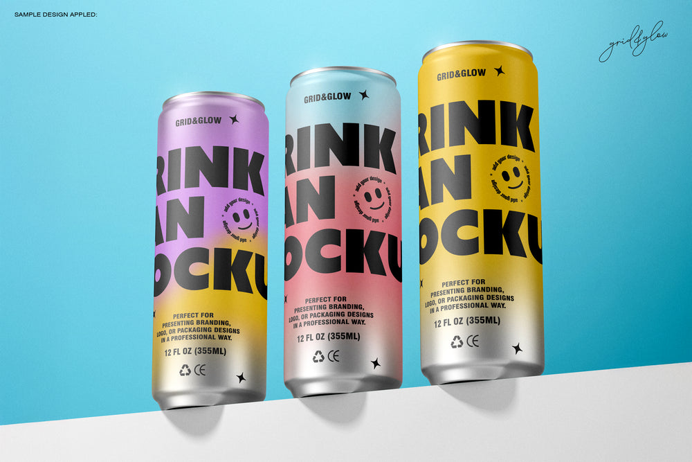 Drink Sleek Can - 12oz / 355ml on a white surface with a blue background