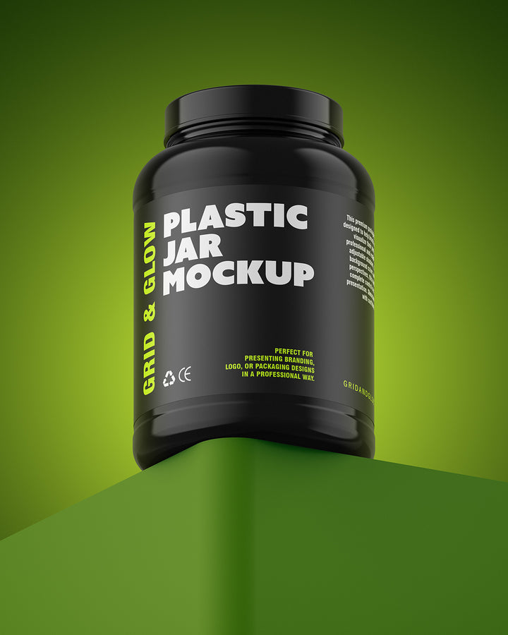 Plastic Jar Mockup – Angled Floating View