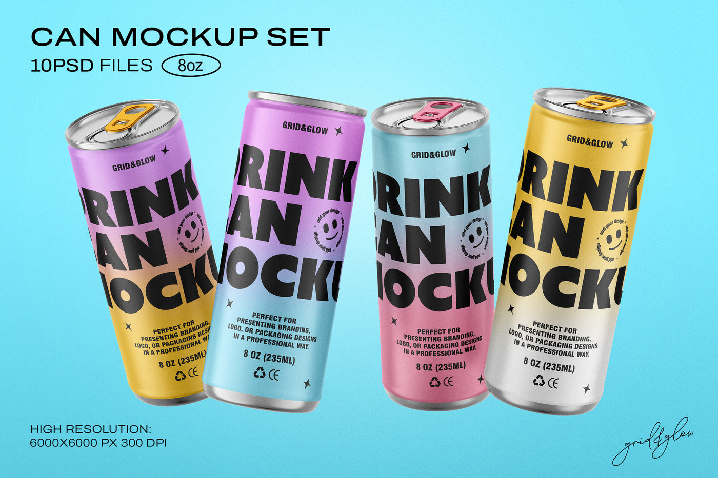 Drink Can Mockup Set - 8oz / 235ml 10PSD
