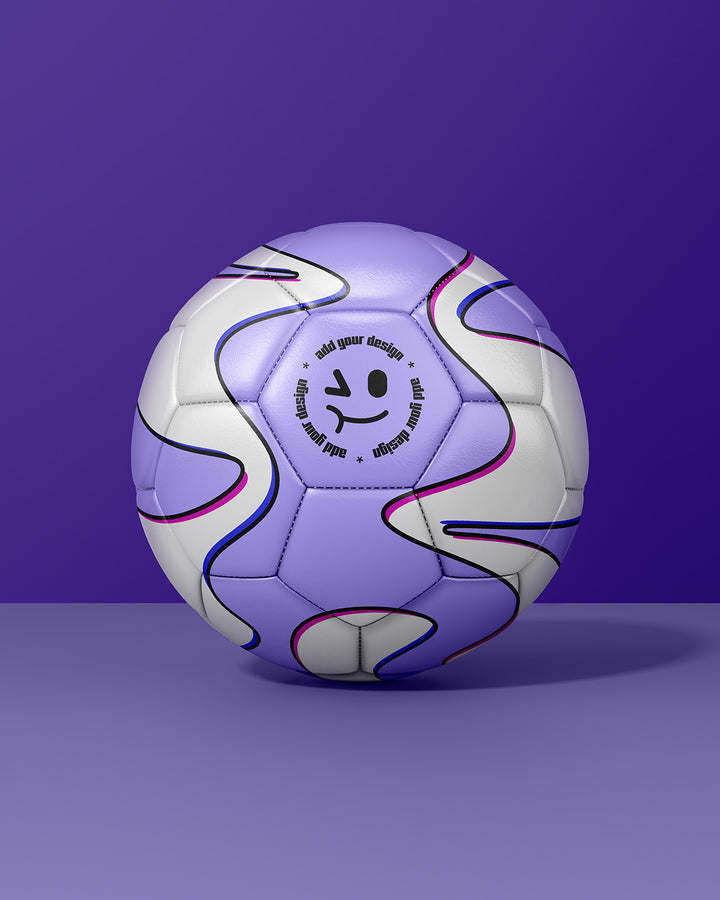 Soccer ball mockup in front view on background