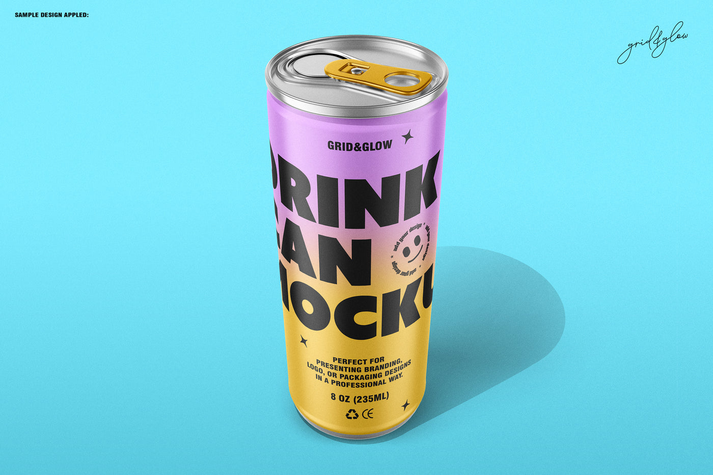 Drink Can Mockup Set - 8oz / 235ml on a blue background