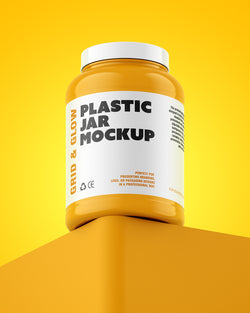 Plastic Jar Mockup – Angled Floating View