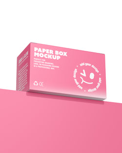 Pink Paper box mockup in floating angle view with customizable packaging design