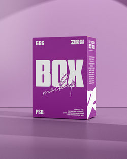 Box mockup  on a matching purple background