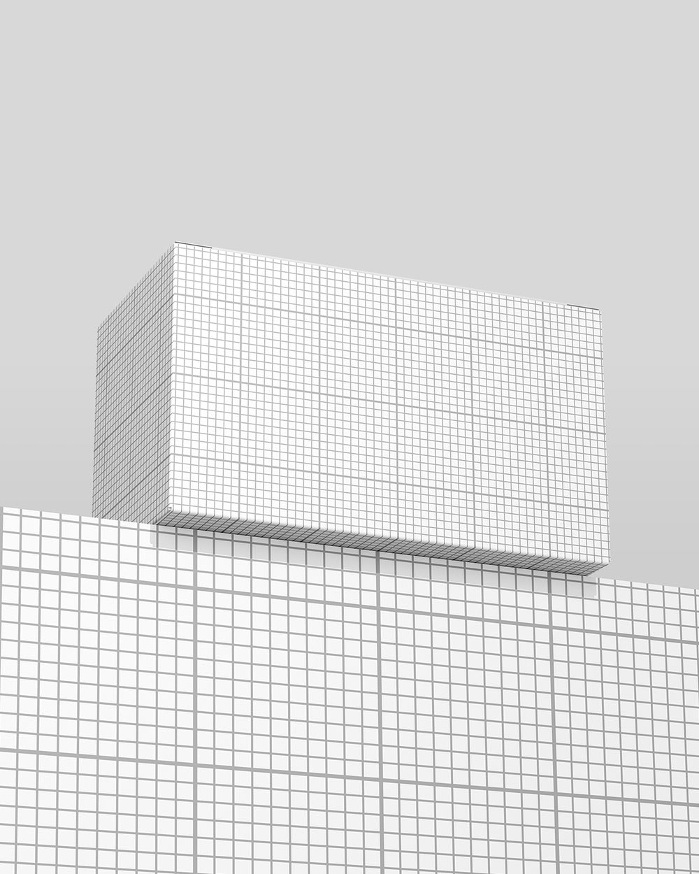 Grid Paper box mockup in floating angle view with customizable packaging design