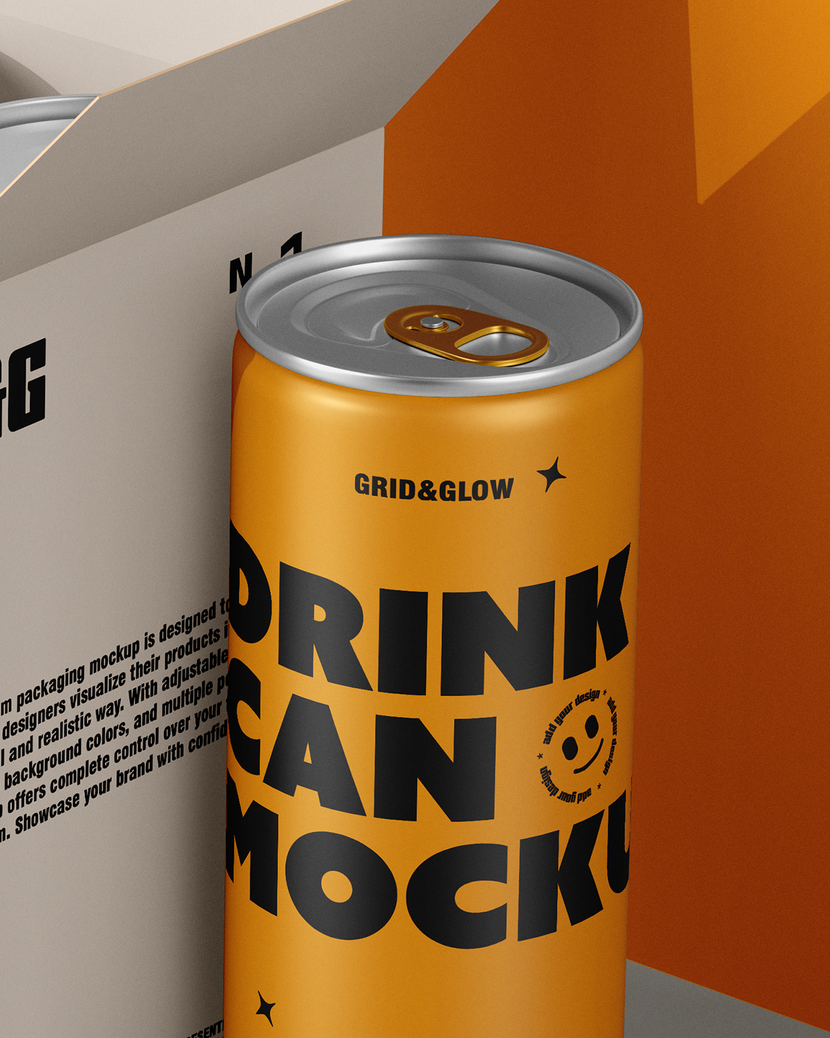 Drink Cans Mockup with Box – 4 Pack