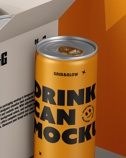 Drink Cans Mockup with Box – 4 Pack