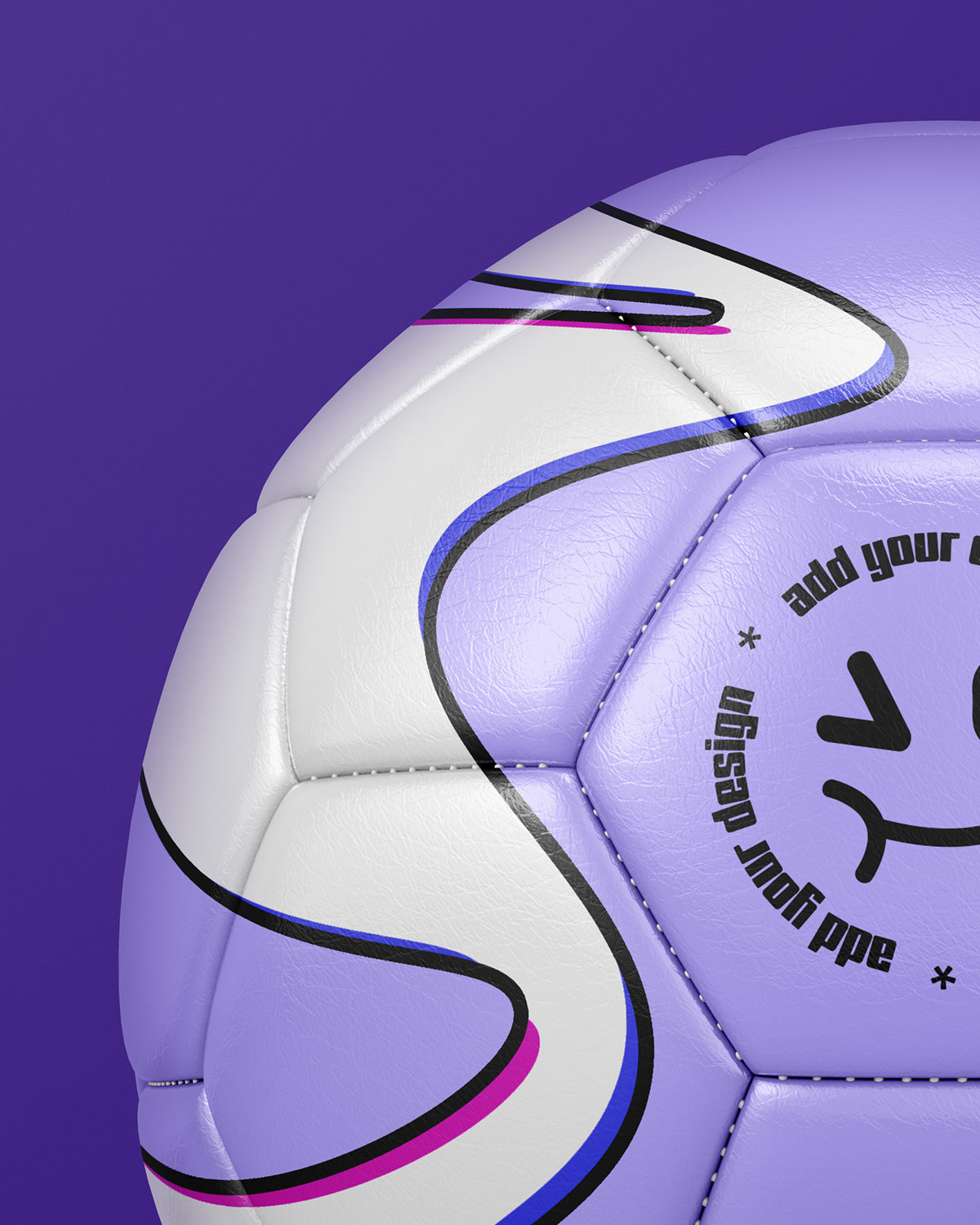 Soccer ball mockup in front view on background macro