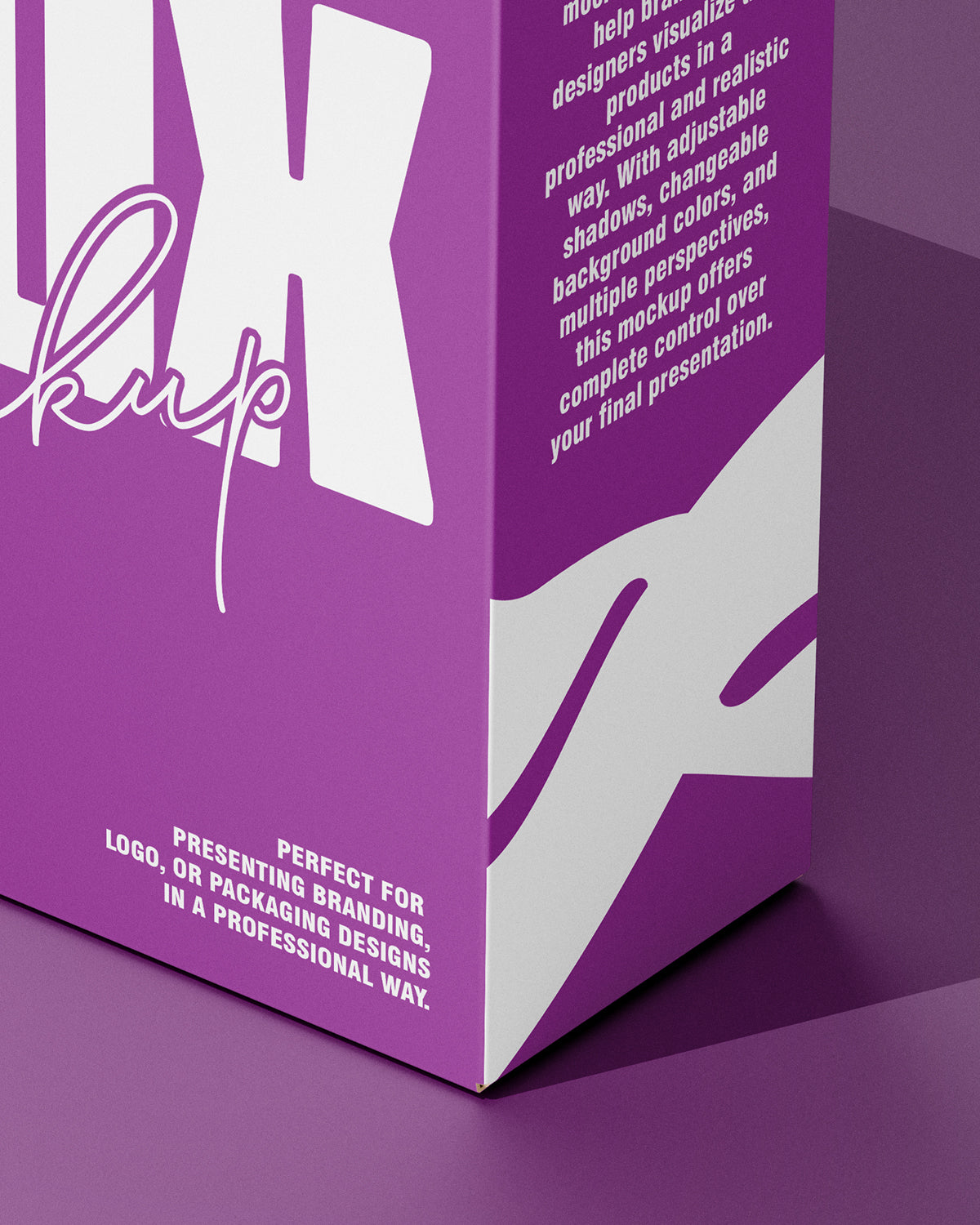 Box mockup on a purple background