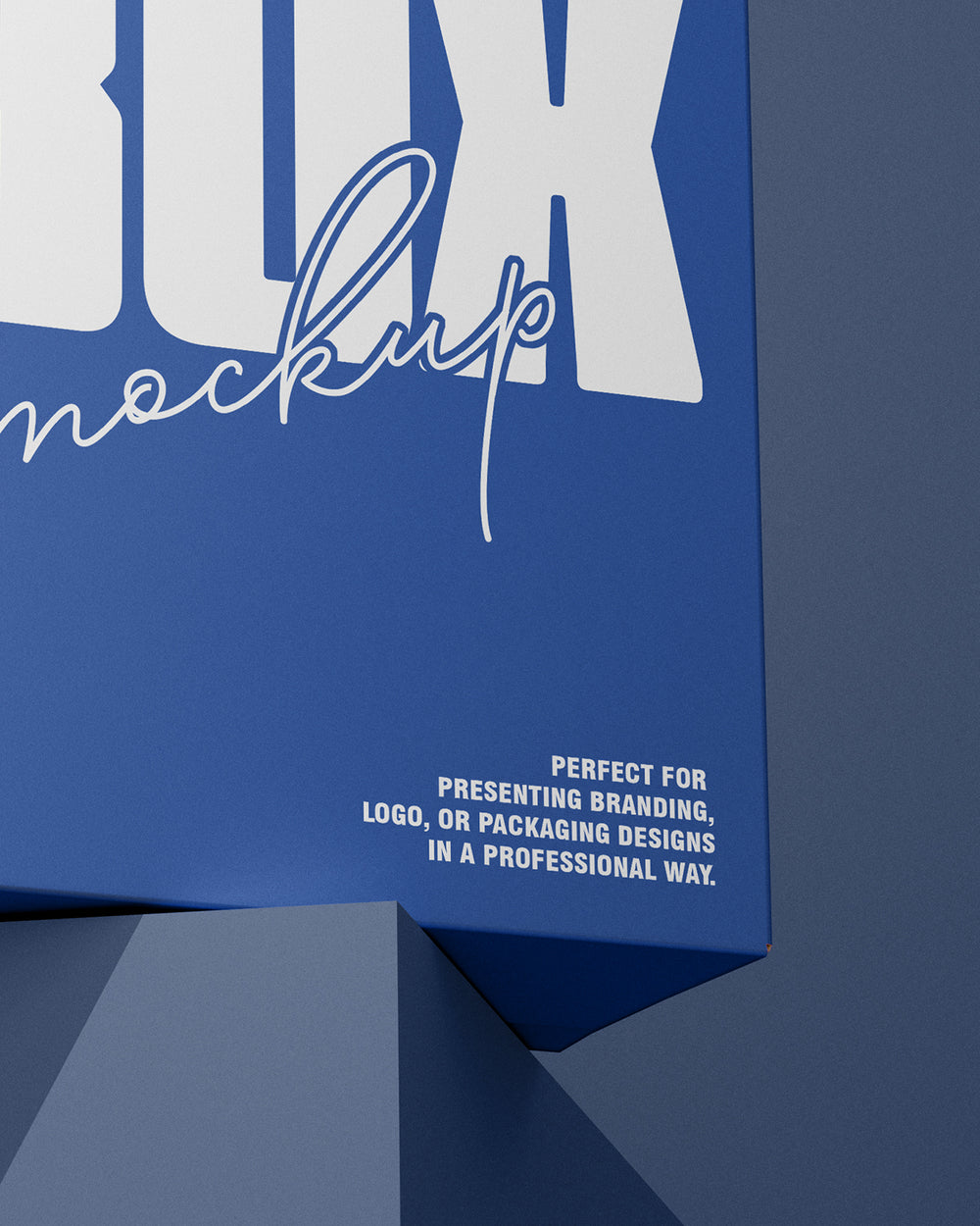 Box mockup on a matching blue background
