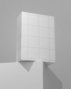 Box mockup Grid-patterned on a gray background