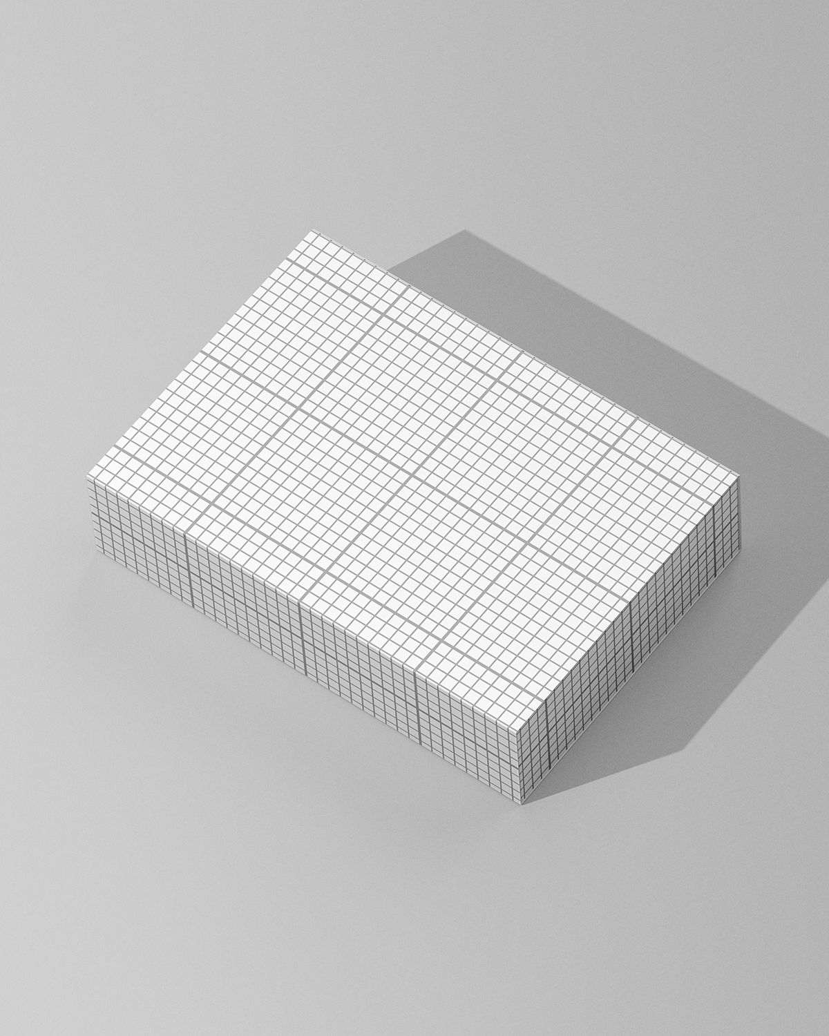 Paper box mockup high angle view with custom branding on blue background grid scene