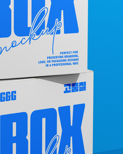 Square box mockup front view of two stacked boxes with editable label design macro